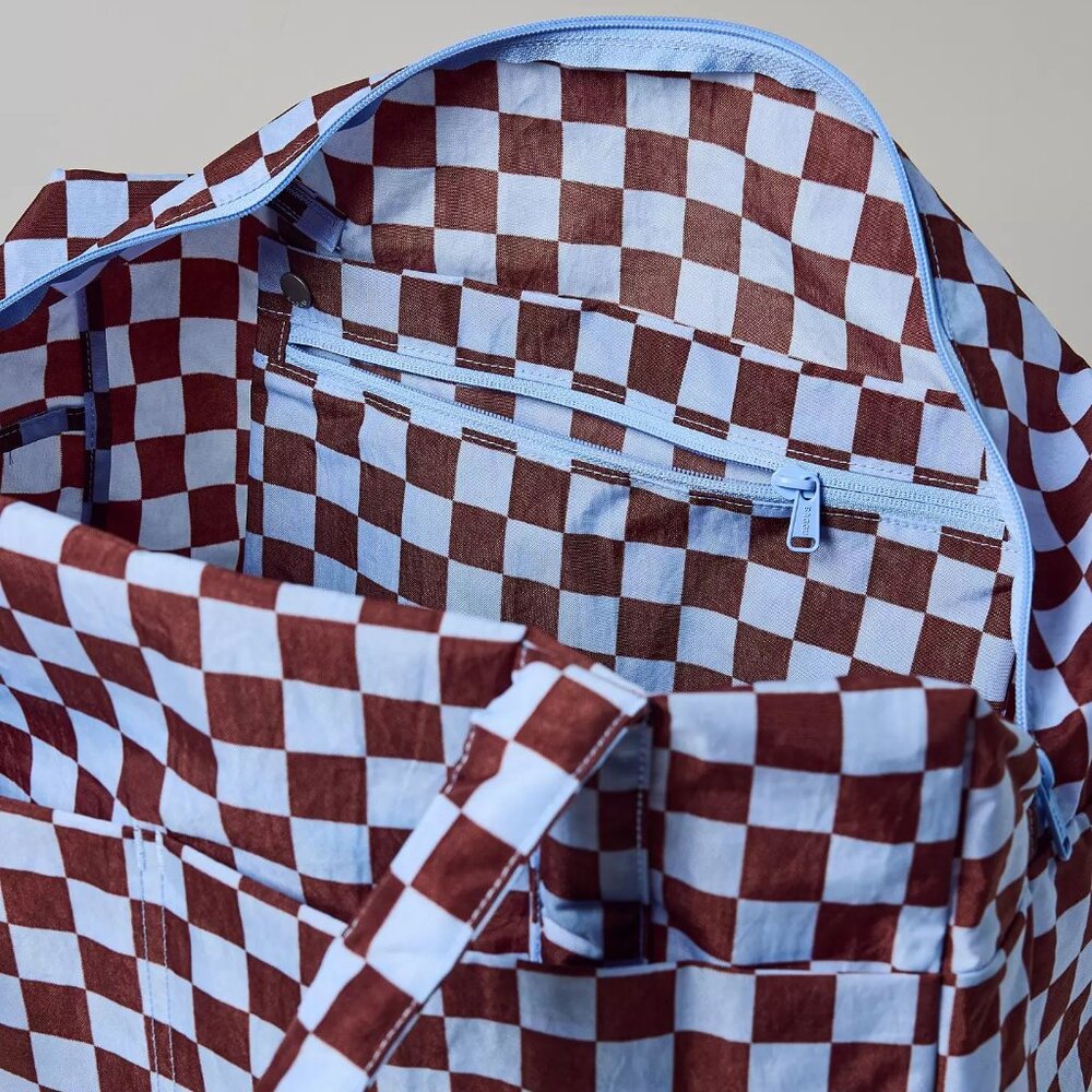 NWT Baggu Cloud Regular Carry-on - Brown Blue Check - Picture 6 of 7